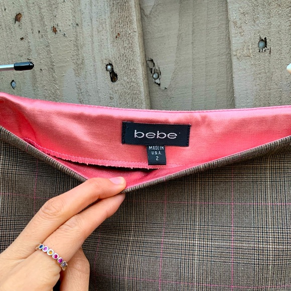 Brown Plaid Bebe Pencil Skirt - Size 2 - Picture 3 of 4